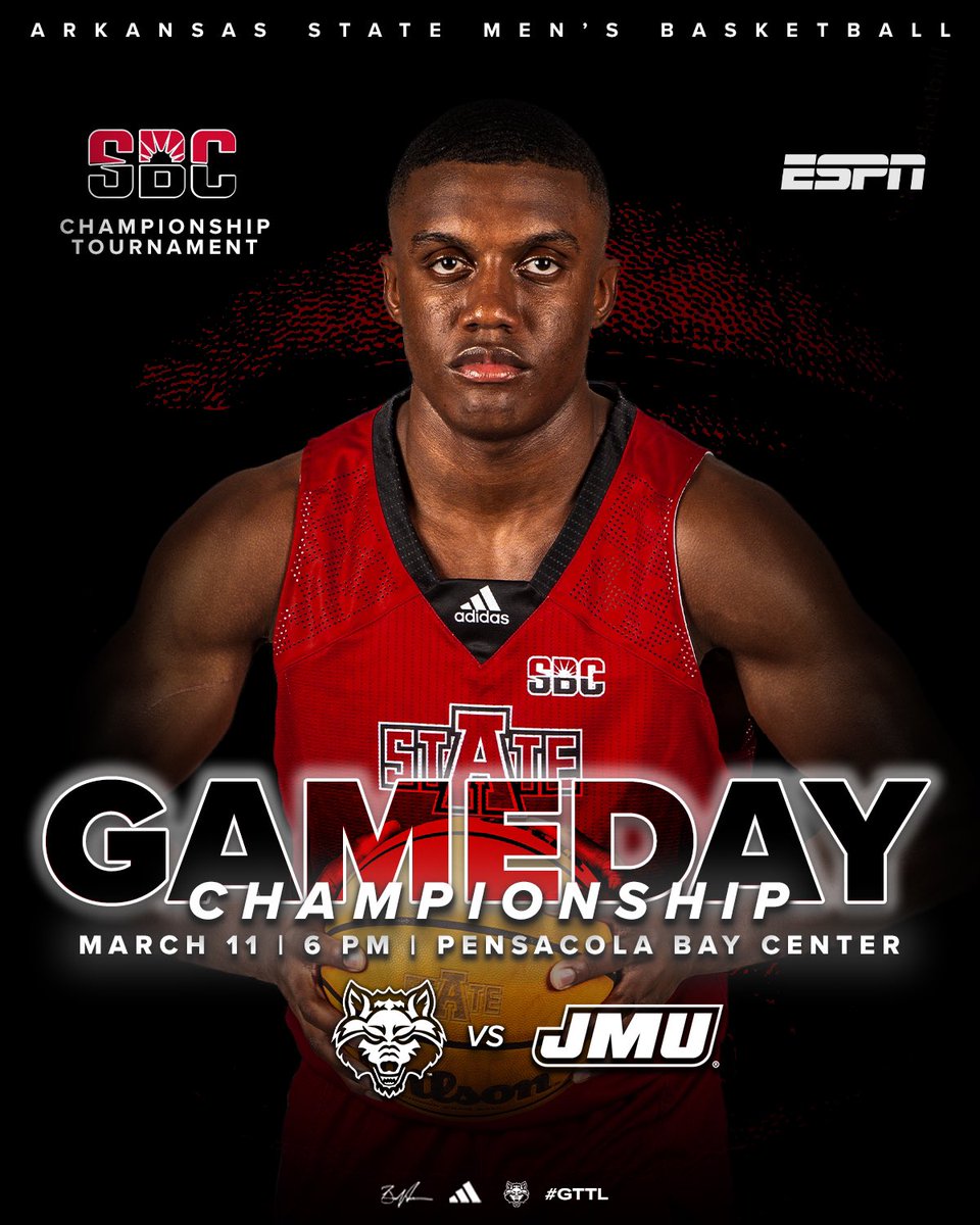 𝐂𝐡𝐚𝐦𝐩𝐢𝐨𝐧𝐬𝐡𝐢𝐩 𝐌𝐨𝐧𝐝𝐚𝐲🏆 🆚 James Madison - SBC Championship Game 🕕 6 PM 📍 Pensacola, Fla. 🏟️ Bay Center 📺 [ESPN]: es.pn/3wJ0Bz4 📊 bit.ly/AStateMBBStats 📻 bit.ly/3TwgaTK #GTTL | #WolvesUp