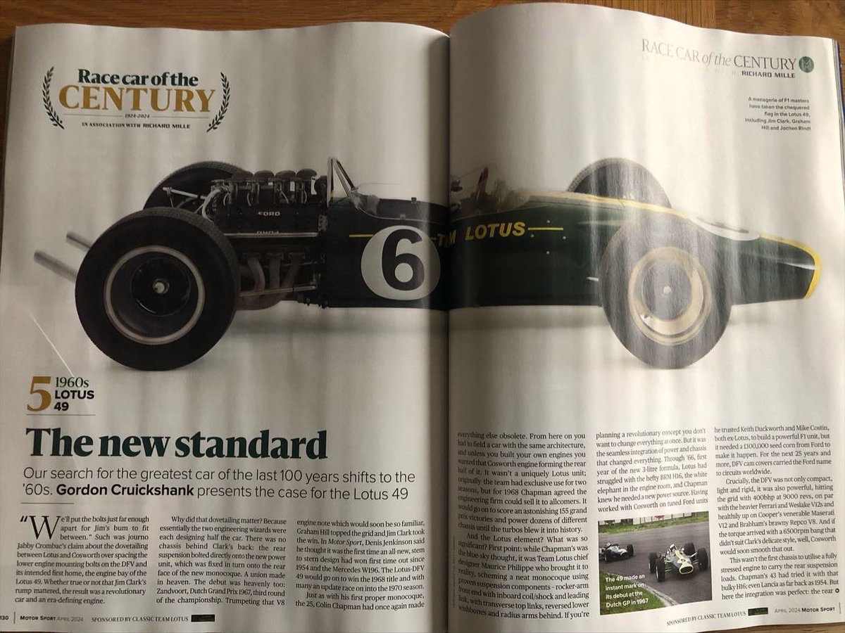 The latest edition of the great @Motor_Sport Magazine looks for the “Race Car of the Century” with the iconic Lotus 49 a contender. Out of all of Jim’s racing cars - which one is your favourite? Post a pic in the comments and tell us why. 👍🏻