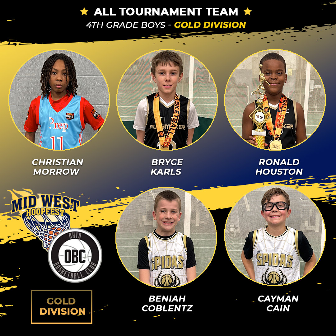 Midwest Hoopfest / OBC Classic 4th-grade gold division, all-tournament team! #playmakerU #spidas @BuckeyePrep