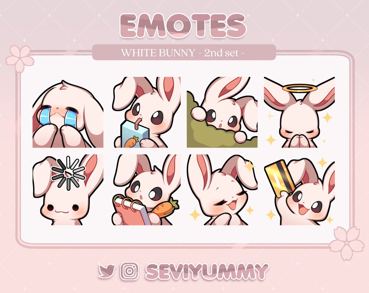 SeviYummy's tweet image. ✨Pay To Use Emotes✨
🌸 $10 each set 🌸
You can find these and more on my Etsy and Ko-Fi!
etsy.com/shop/SeviYummy ko-fi.com/seviyummy/shop
