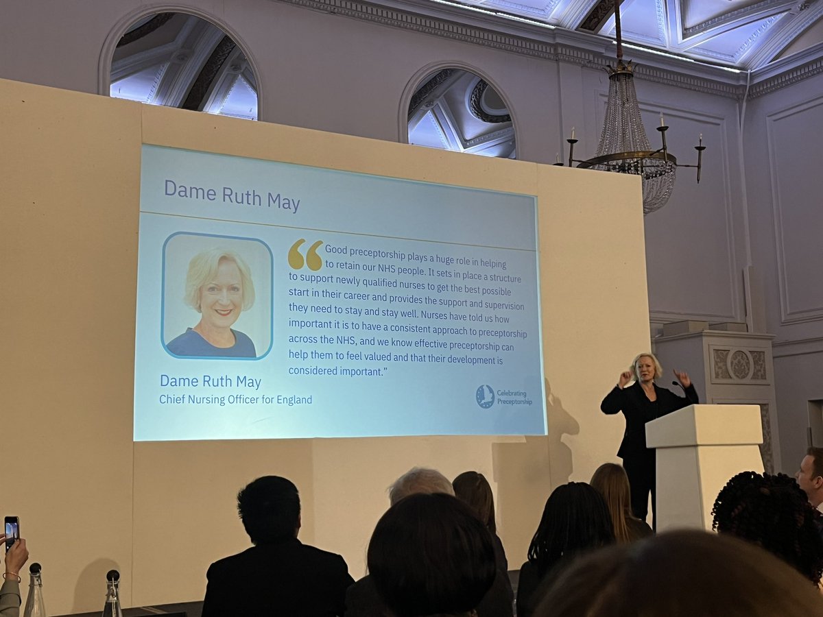 Fantastic to listen to @CNOEngland Dame Ruth May on the impact actions required to support our newly qualified practitioners and her commitment to Preceptorship going forward. 

Even more amazing to see her give snippets of BSL during her talk. Yes for accessibility!!