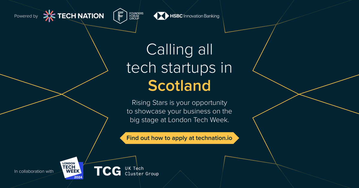 ScotlandIS (@scotlandis) on Twitter photo We're supporting <a href="/TechNation/">Tech Nation</a>’s Rising Stars Scotland Regional pitch competition!
Showcase your #innovation and secure a spot on stage at London Tech Week, with guest judge from Dragon's Den.
If you're a #startup in Scotland, apply before 18th March!
technation.io/programmes/ris… We're supporting <a href="/TechNation/">Tech Nation</a>’s Rising Stars Scotland Regional pitch competition!
Showcase your #innovation and secure a spot on stage at London Tech Week, with guest judge from Dragon's Den.
If you're a #startup in Scotland, apply before 18th March!
technation.io/programmes/ris…
