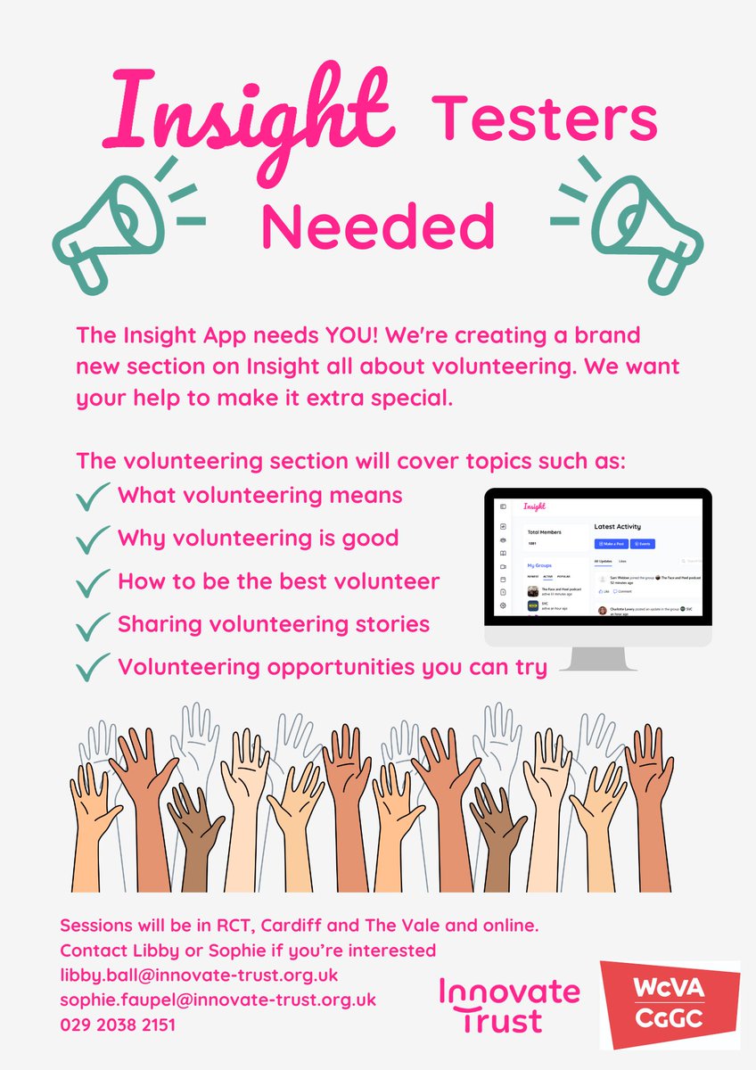 @InnovateTrust needs your help to test their new #volunteering app. Sessions take place on a Monday once a month 2:30pm-4pm at Chapter. The next sessions in #Cardiff are happening on 25th March and 22nd April. Contact libby.ball@innovate-trust.org.uk if you want to take part.