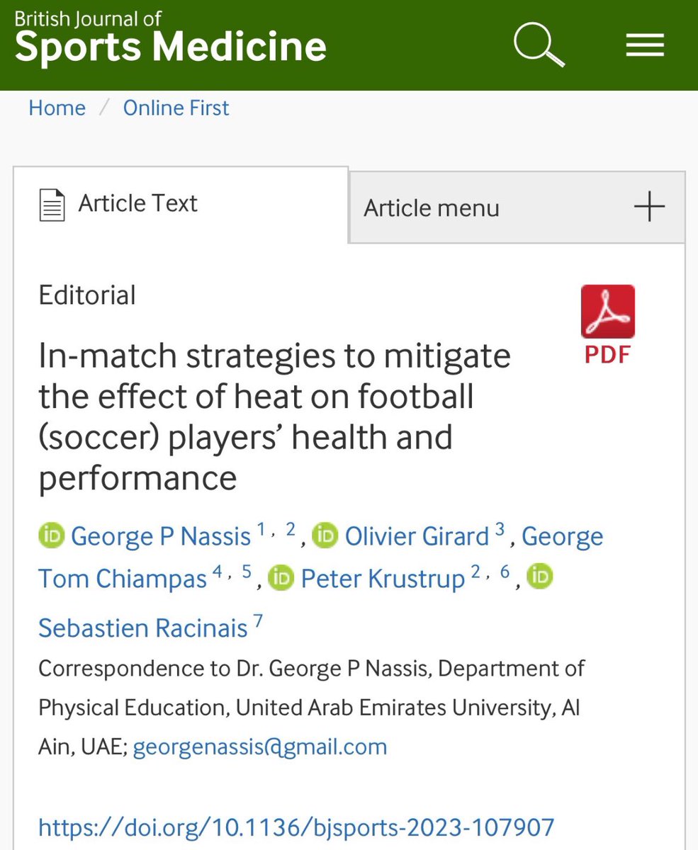 ⚽️ in the heat with the 2026 World Cup & numerous tournaments leading up 👇🏽👇🏽 strategies valuable to players and teams for health safety and performance @ussoccer bjsm.bmj.com/content/early/…