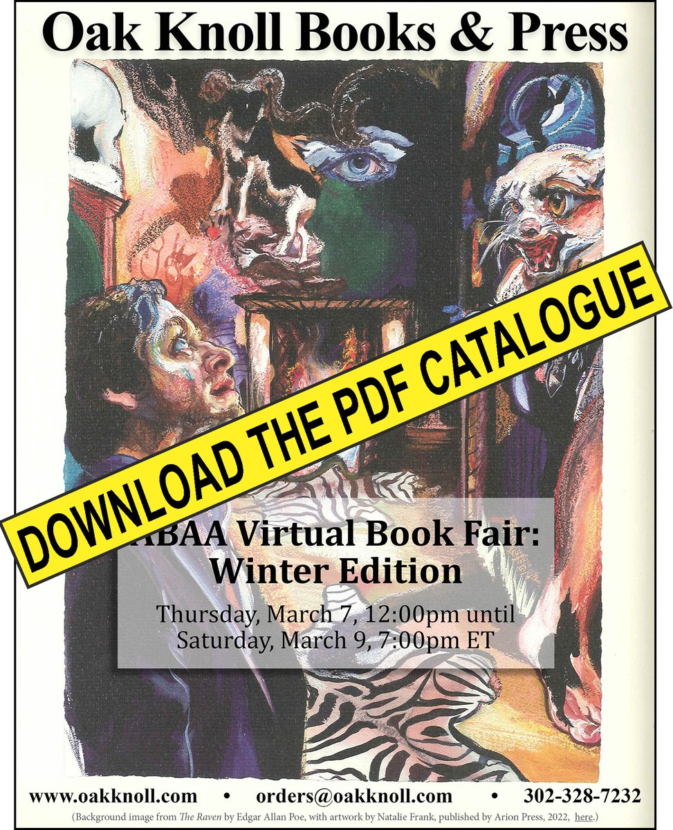 oakknollbooks's tweet photo. Missed the ABAA Virtual Book Fair Winter Edition? Download our PDF Catalogue for the fair to see featured titles from our virtual booth!
https://t.co/U14r51dGAa
#oakknollbooks #oakknollpress #booksaboutbooks #books #abaavbf #rarebooks #antiquarianbooks #printing #printinghistory https://t.co/bexojLTzcM