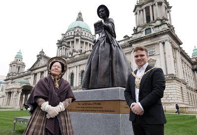 Statues unveiled on #IWD 'Mary Ann McCracken was an abolitionist, educator, social reformer and businesswoman who fought for the rights of many, while Winifred Carney was a suffragist, committed trade unionist and political activist.' buff.ly/4a5nL17