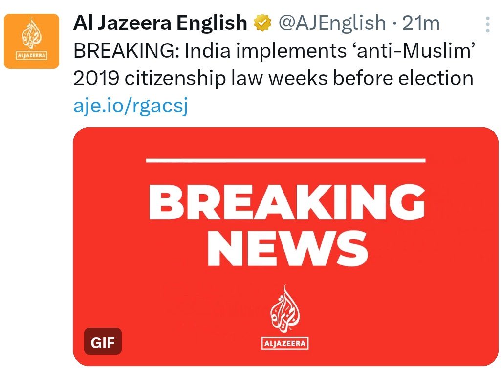 Mr Sinha (@mrsinha_) on Twitter photo MusIim word isn't even mentioned in #CAA notification, this law is to grant citizenship and see how international ISIS toilet cleaner <a href="/AJEnglish/">Al Jazeera English</a> started the propaganda. MusIim word isn't even mentioned in #CAA notification, this law is to grant citizenship and see how international ISIS toilet cleaner <a href="/AJEnglish/">Al Jazeera English</a> started the propaganda.
