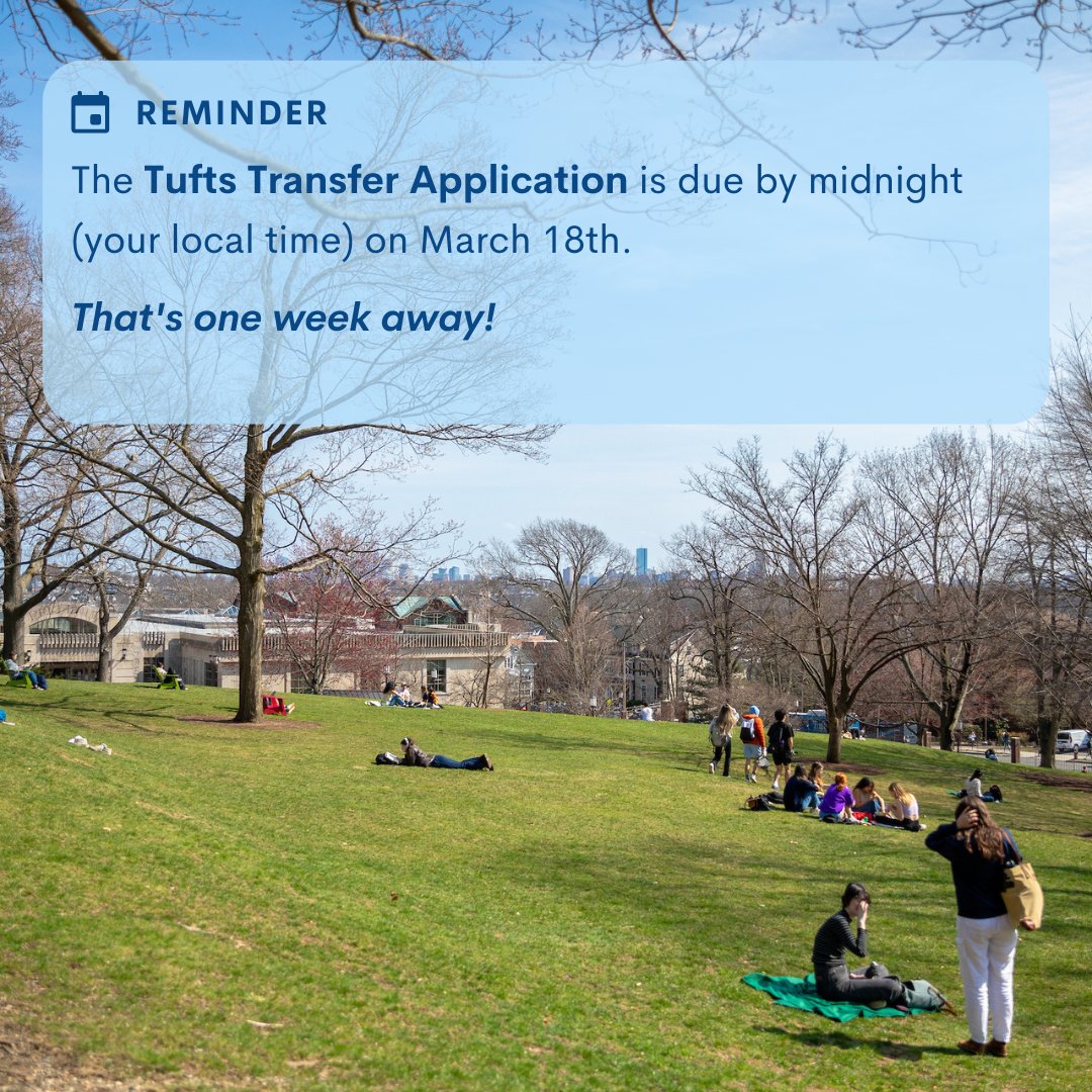 Our transfer deadline is coming up soon! We've got lots of answers to frequently asked questions on our website, and you can check out our Jumbo Talk blogs to hear more about the Tufts transfer student experience!