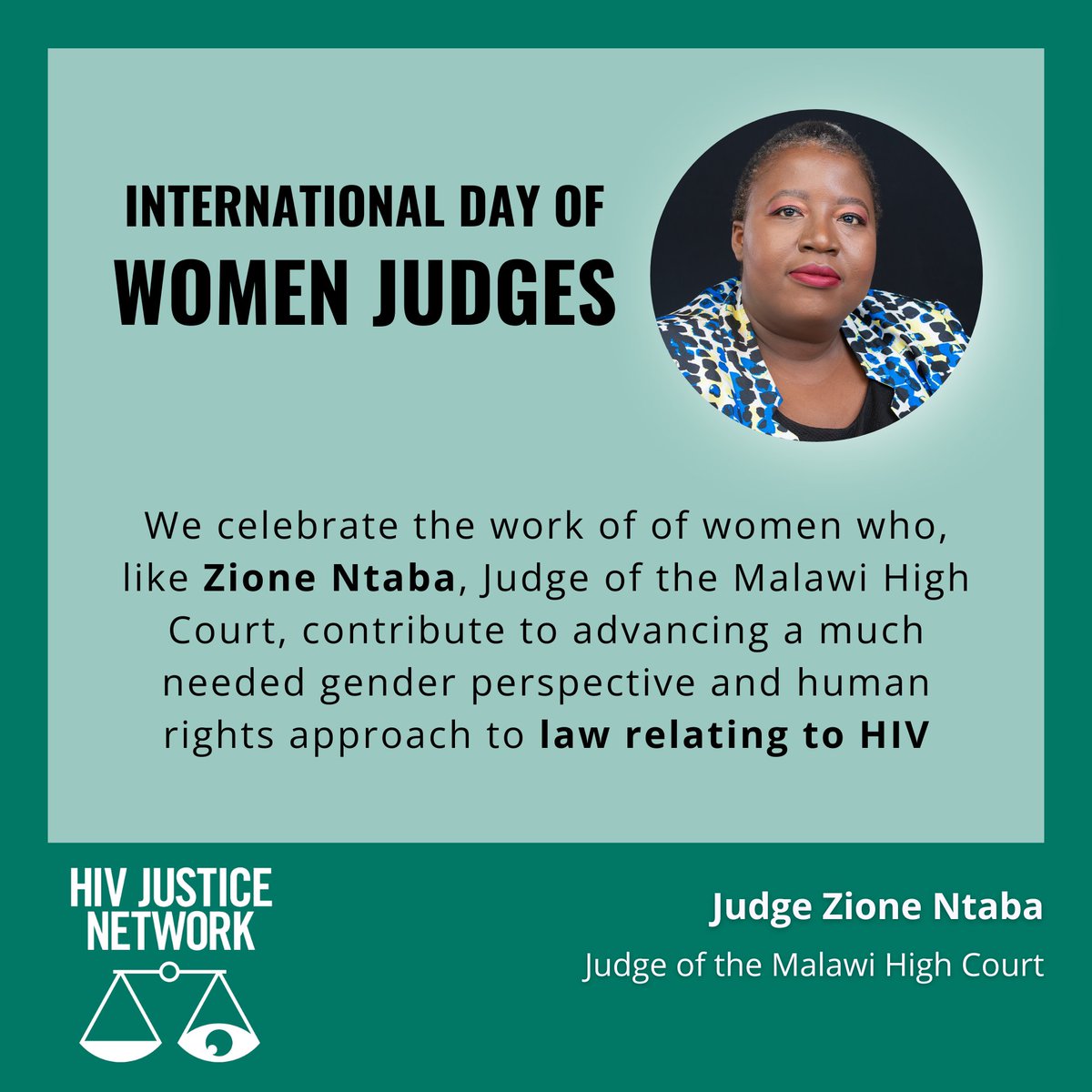 ⚖️ Today we celebrate our GAP member Justice Zione Ntaba who fight for #HIV justice on #WomenJudges Day! Women Judges champion a gendered approach protecting women living with HIV from unjust criminal laws. #HIVIsNotACrime hivjustice.net/news/feature-i…