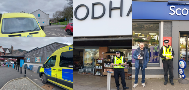 PSOSForthValley's tweet photo. Last week, we were out and about in our more rural communities, engaging with the public and raising awareness of #CountyLines, common scams and drug harm with our partner @TransformFV https://t.co/iqnCZpr6wU