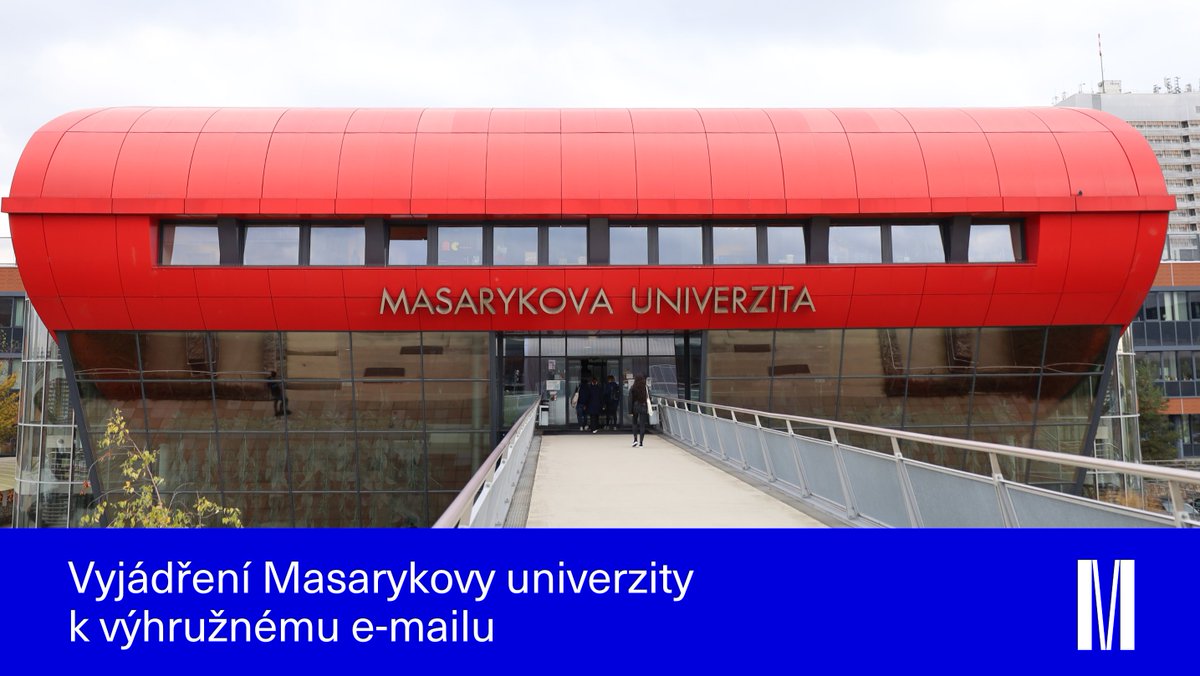 ℹ️  Spolu s dalšími vysokými školami jsme dnes obdrželi výhružný e-mail, který jsme postoupili Policii České republiky. Dle jejího vyjádření nehrozí bezprostřední nebezpečí pro naše studující a zaměstnance. 

1/3