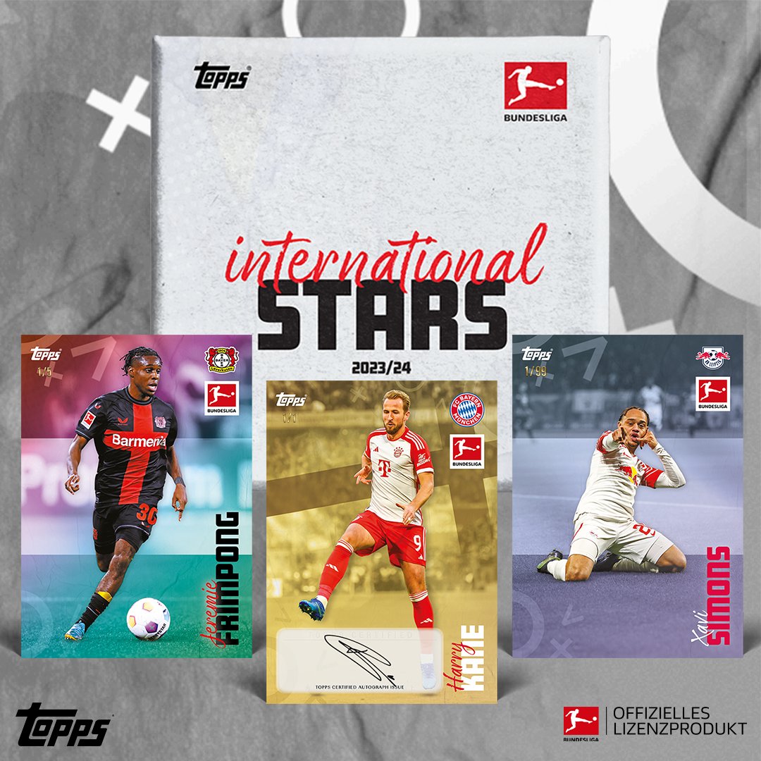 The Bundesliga International Stars Set is back for 2️⃣0️⃣2️⃣3️⃣ / 2️⃣4️⃣ and it's OUT NOW! Collect the best international players from the top-flight of German football in Bundesliga International Stars! 🤩 🇩🇪 🔗 de.topps.com/products/topps… #Topps #ToppsDE #Bundesliga #TheHobby