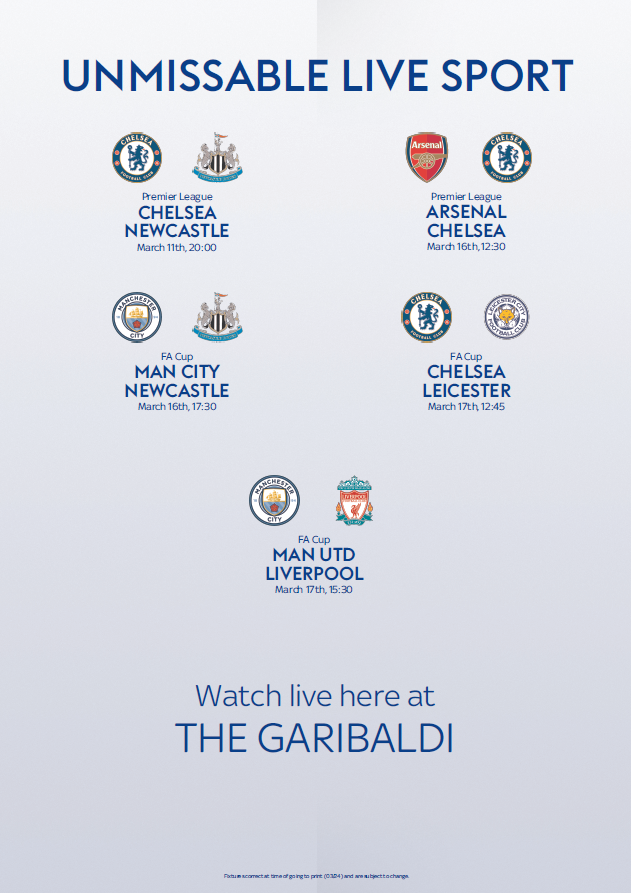 Live Sport at The Garibaldi #LiveSport #CommunityPub