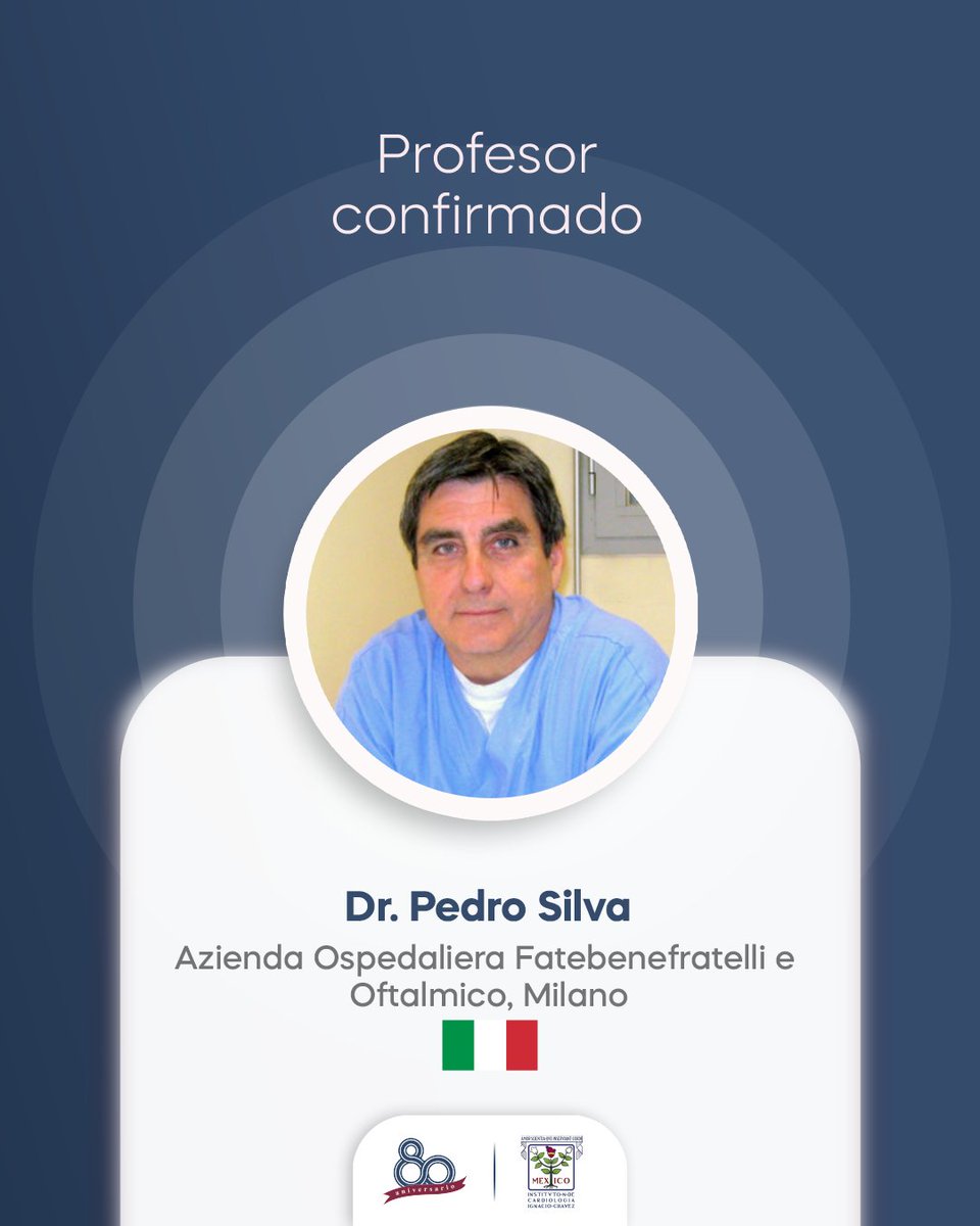 Nos complace anunciar la presencia del Dr. Pedro Silva en nuestro evento! Reconocido experto en cardiología, su participación añadirá un valor significativo a nuestra celebración del 80 aniversario.

 inc80.com

#INC80 #INCICH #Cardiologia #Mexico