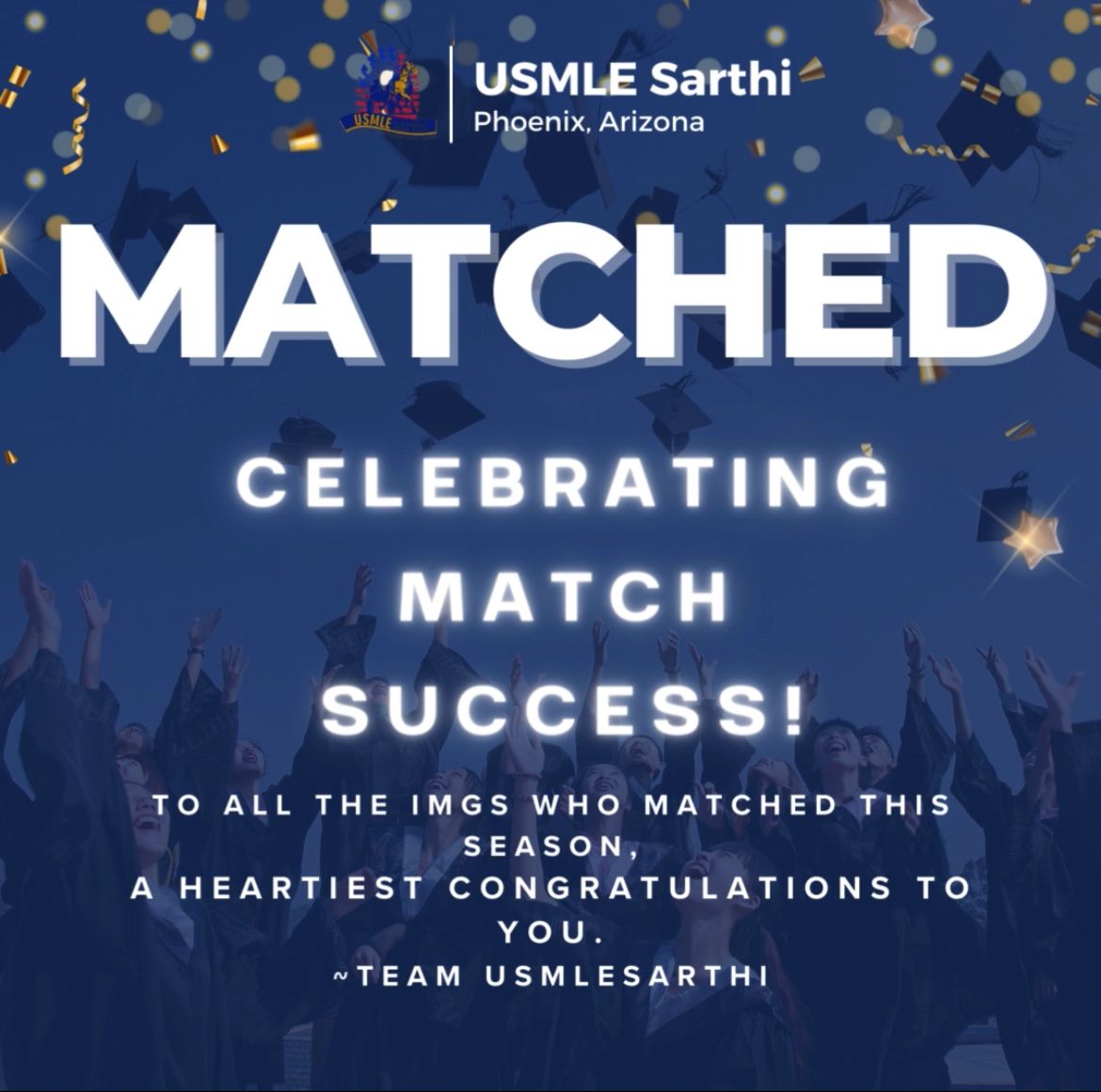 usmlesarthi's tweet photo. A heartiest congratulations from USMLESarthi to all the IMGs who Matched this season.🎉🎉🤩✨
#match2024 #matchsuccess #usmlesarthi #usmle #congratulations https://t.co/t4Djuyw1P2