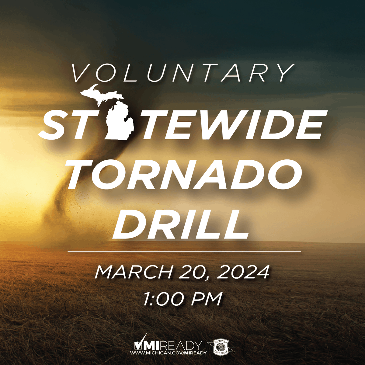 FentonTownship's tweet photo. This is a Statewide Tornado Drill.
#MIReady #MITornadoDrill #SevereWeatherAwarenessWeek https://t.co/pdbYHScdQu
