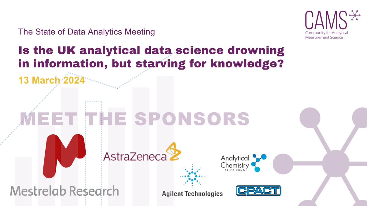 We are looking forward to welcoming all attendees to the State of Data Analytics meeting on Wednesday 13 March at Christ's College, Cambridge. @Mestrelab @AstraZeneca @Agilent @cpact @christs_college