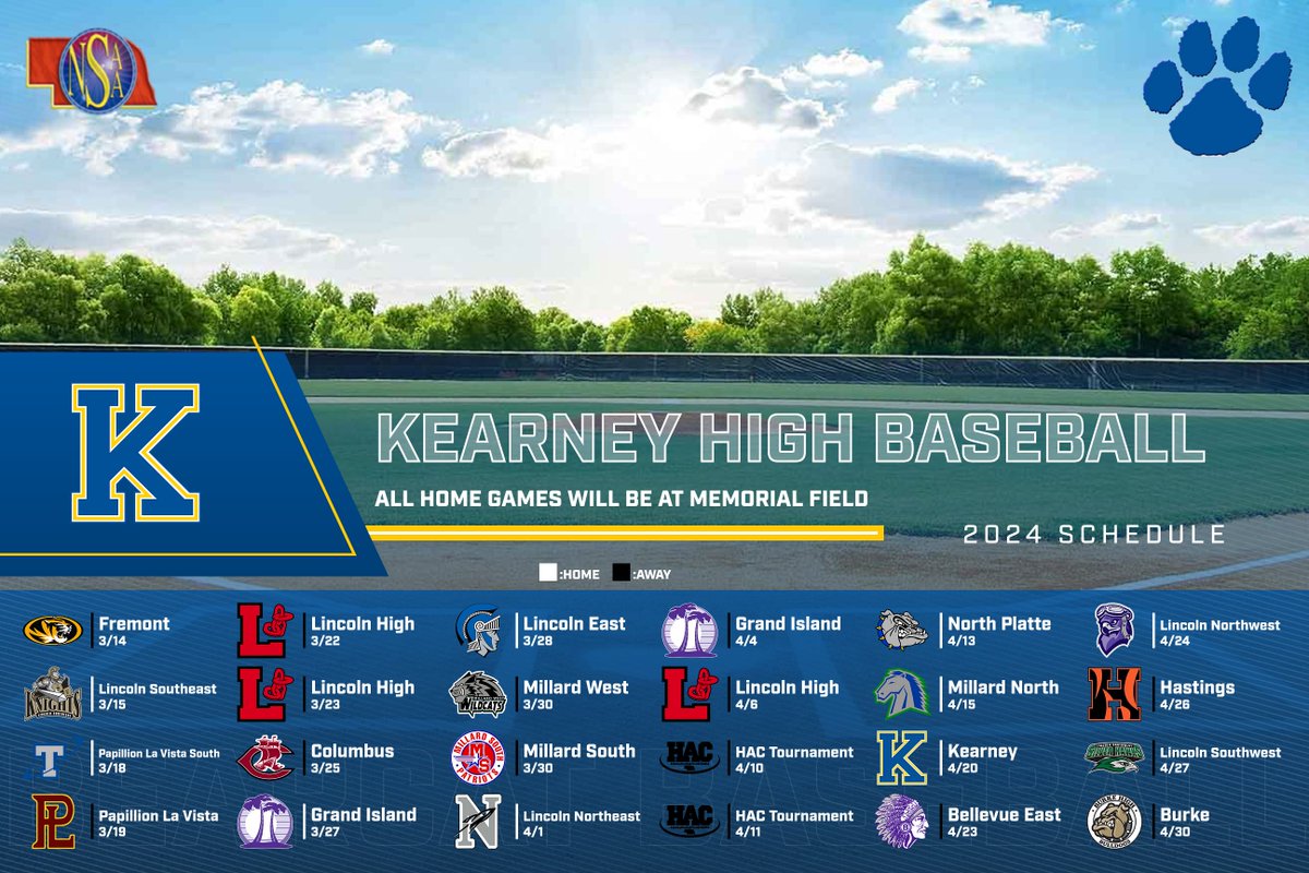As the weather gets nicer the Boys Baseball team are getting ready. Here is their 2024 schedule! <a href="/BaseballKearney/">Baseball Kearney</a>