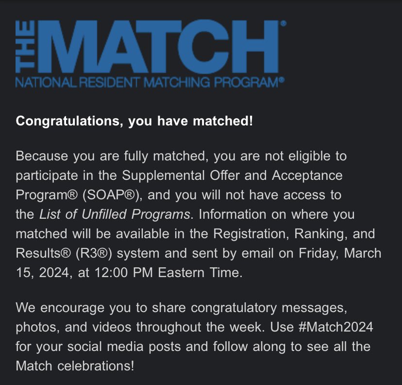 I’m going to be a Radiologist! I want to thank everyone who has supported me on this journey and this Friday can’t come soon enough as I look forward to finding out who my co-residents will be! Here’s to the next chapter!! 📚🩻#Match2024 #futureradres
