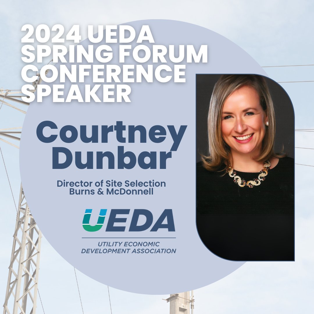 UEDA Spring Forum Speaker Announcement!

Join UEDA this April in New Orleans and hear from Courtney Dunbar with Burns &amp; McDonnell.

Registration is open here: utilityeda.com/events-educati…

#UEDA #UEDASpringForum #Utilities #EconomicDevelopment