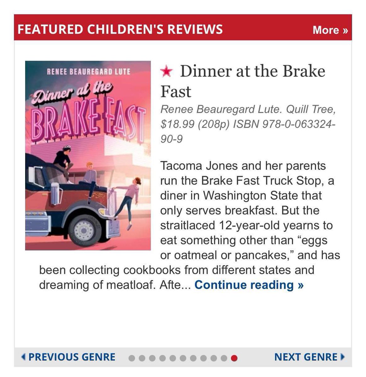 DINNER AT THE BRAKE FAST got a starred review in Publishers Weekly, and I am absolutely over the moon! (It’s a gorgeous review, too. Lots of happy tears over here.) ⭐️ It’s out June 25th, and I truly can’t wait for you to read it. publishersweekly.com/9780063324909