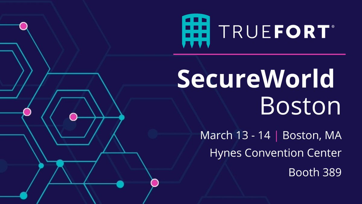 TrueFort's tweet image. Happening this week! Our team will be at @SecureWorld Boston on March 13-14 - don&apos;t forget to stop by Booth 389 to talk to our team about ransomware protection and lateral movement control.

#cybersecurity #itsecurity #microsegmentation #secureworld
