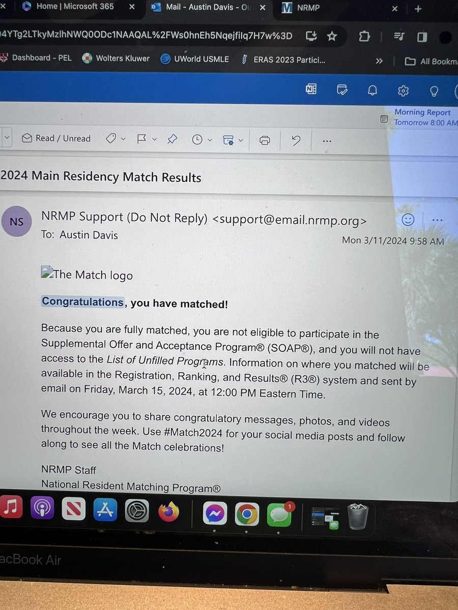 AustinA_Davis's tweet photo. I did it!! I’m going to be an Emergency Medicine Physician!! #Match2024 https://t.co/NzhWfGu6V9