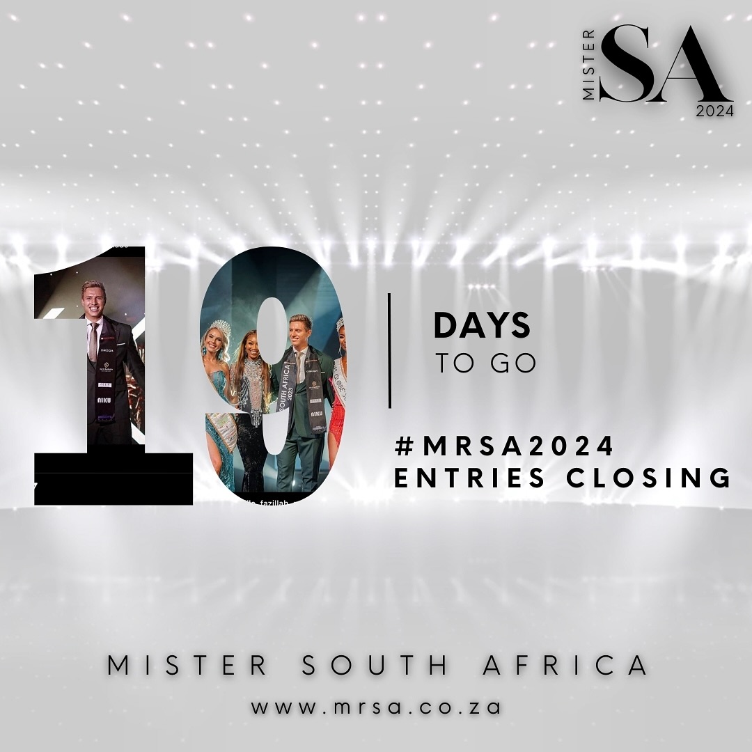 19 DAYS TO ENTER! 

Get your #MRSA2024 entry in now at mrsa.co.za
Entries close 30 March 2024.

#mrsa2024 #mrsouthafrica #mistersouthafrica