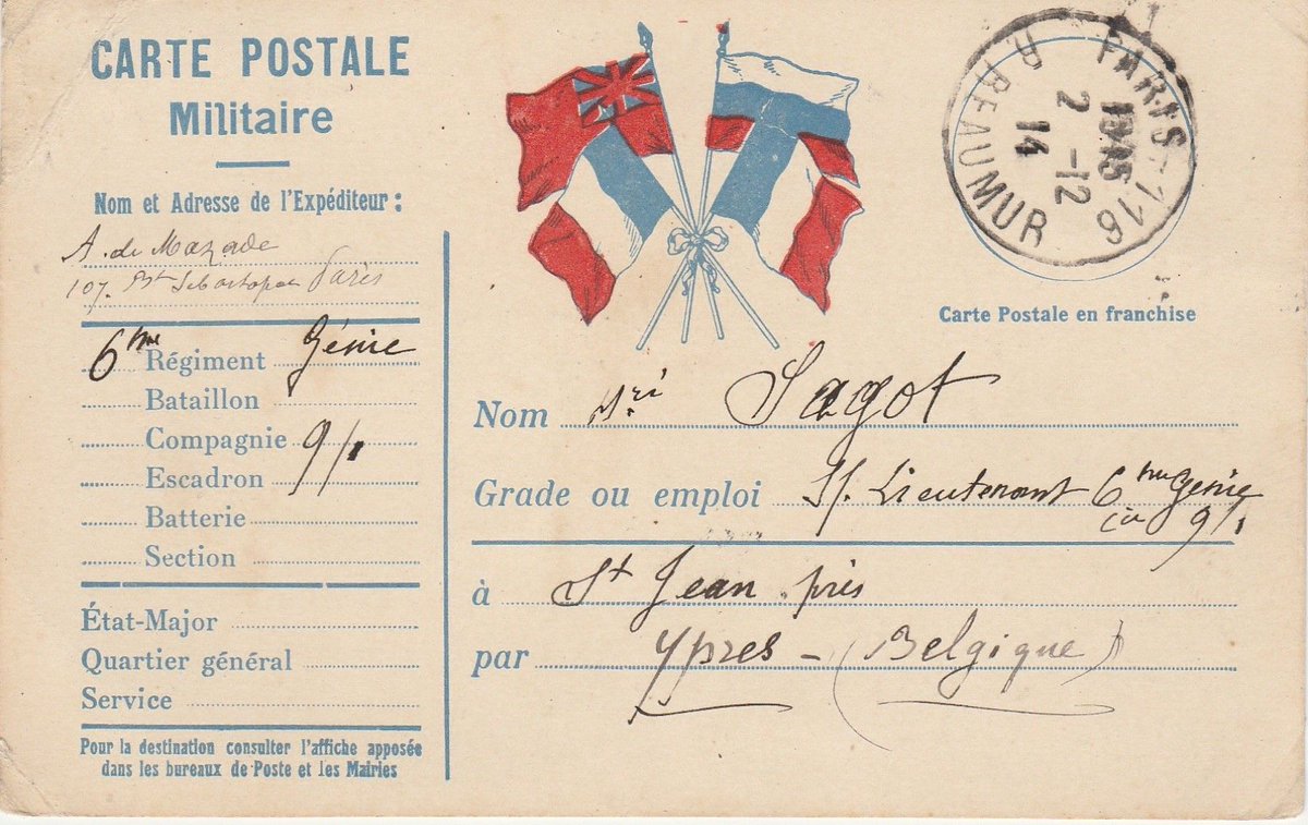 Nothing fancy. World War I mail from France to Ypres, Belgium.