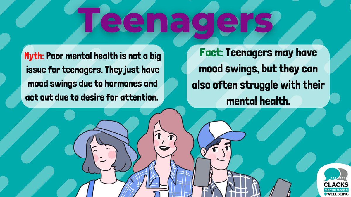 Teenagers can and do face their own mental health struggles that are out of their control, but can be mistaken or brushed off as mood swings, hormones, or just acting out for attention. Support is available via our website #MythBustingMarch #MHWBClacks