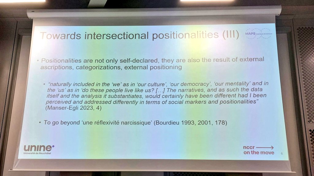 Kesi Mahendran, Prof• (@kesimahendran) on Twitter photo Scholars are now asked to reflect on their own positioning.
🔸️
Invited to be understood in terms of social class, gender, ethnicities.
<a href="/janineDahinden/">Janine Dahinden - also janine.dahinden.bsky.social</a> sets out three dimensions of reflexive positionalty which support the presentation of #migration knowledge as - always partial. Scholars are now asked to reflect on their own positioning.
🔸️
Invited to be understood in terms of social class, gender, ethnicities.
<a href="/janineDahinden/">Janine Dahinden - also janine.dahinden.bsky.social</a> sets out three dimensions of reflexive positionalty which support the presentation of #migration knowledge as - always partial.