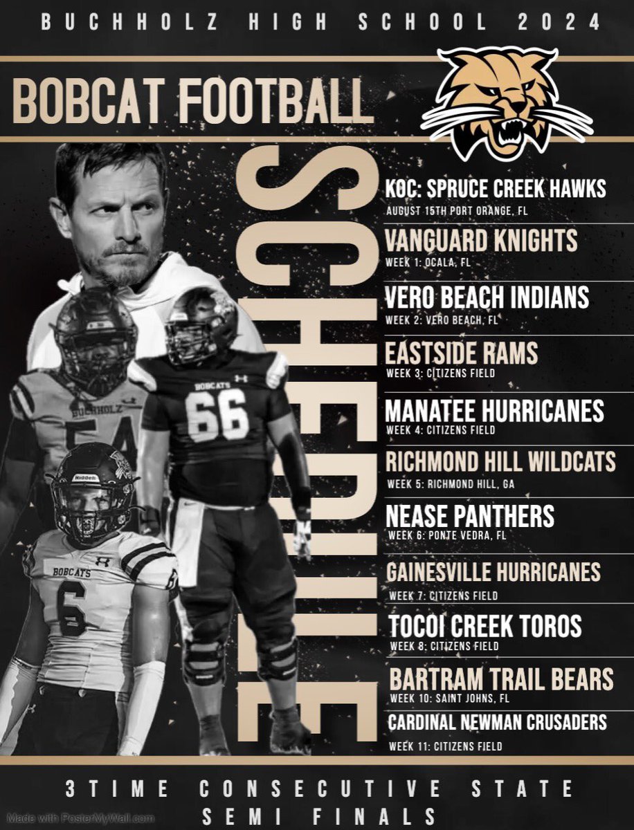 2024 Buchholz Bobcat Varsity Football Schedule