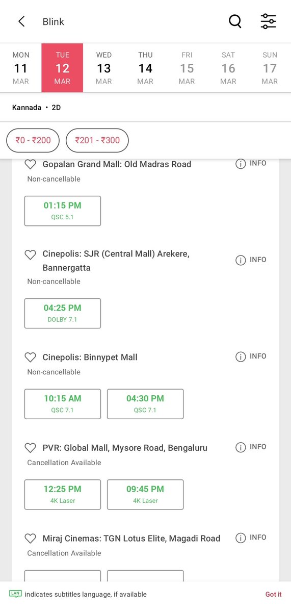 Blink movie only in malls that to only one show. , maxm 2 shows no shows in main theatre or single theatre how can movie lovers watch the movie people who are in hosur road nearest theatre is banerghatta nearly 25kms,request producer to release in single theatre all roads