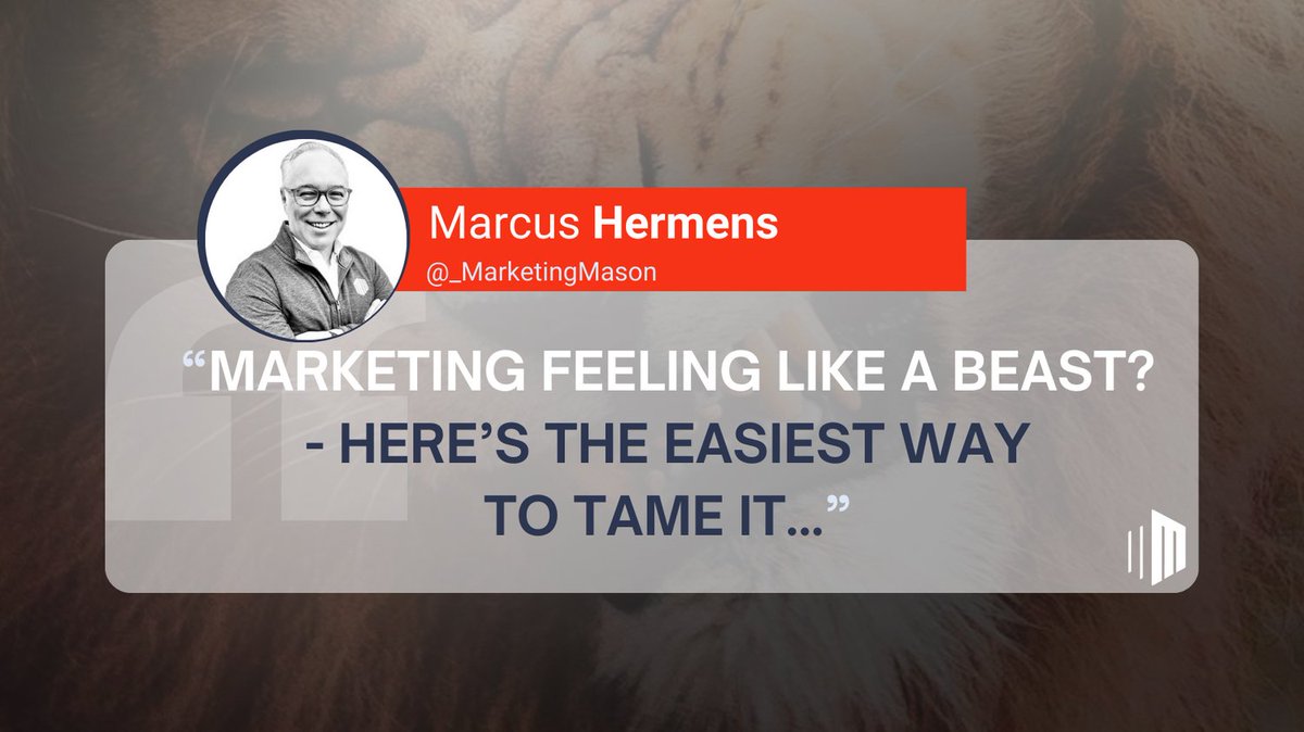 Taming the Marketing Beast: Use a Marketing Whisperer. 

🚀 Unleash the power of no-BS marketing strategies. Crush the competition and unleash your biz potential. 💥

📖 Read more: marketingmason.com/blog/tame-your…

#TechEntrepreneurs #MarketingMason #ScaleFast