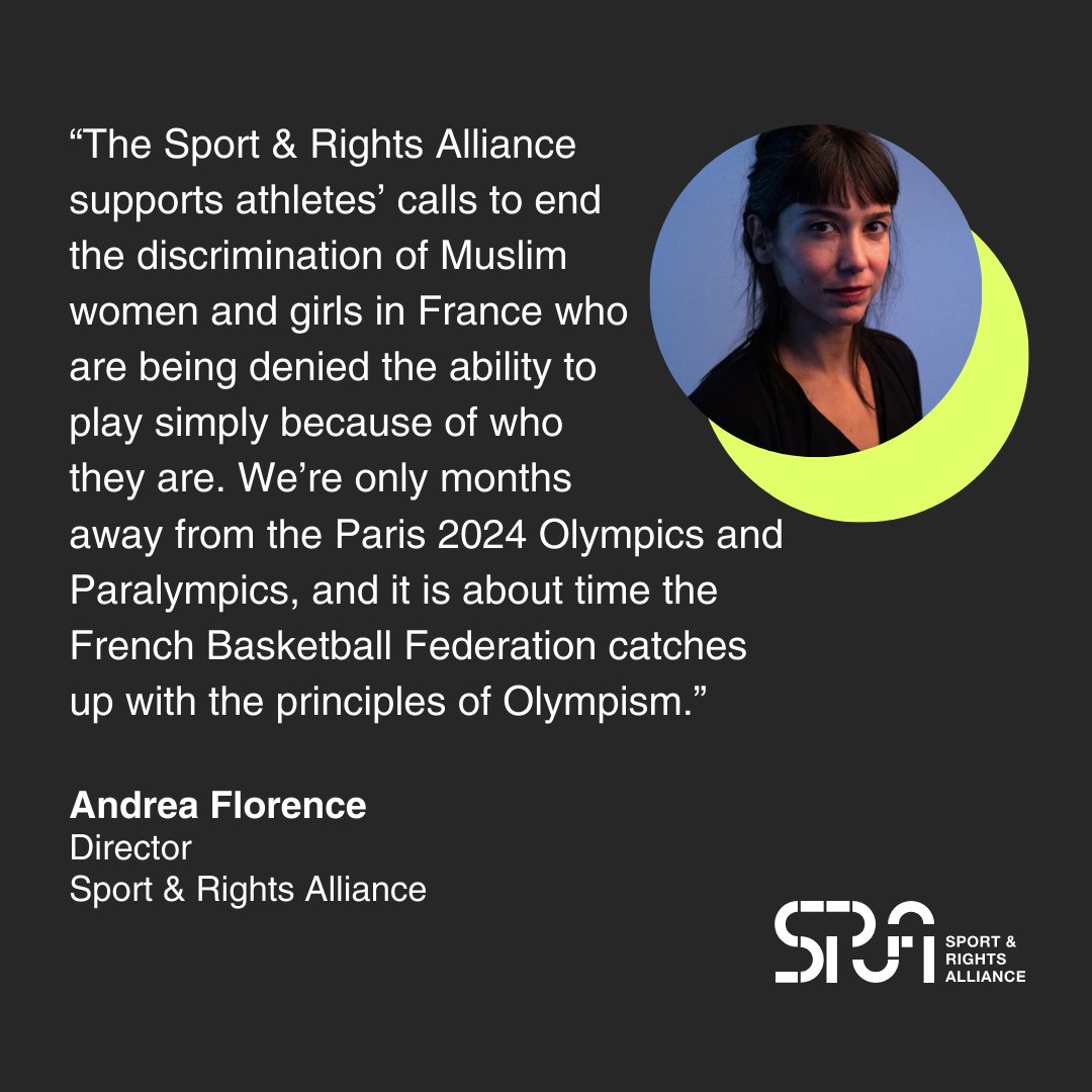 Sport & Rights Alliance (@sport_rights) on Twitter photo 📢 #SRA director <a href="/AndreaFlorence4/">Andrea Florence</a> highlights the coming <a href="/Olympics/">The Olympic Games</a> & <a href="/Paralympics/">Paralympic Games</a>, which will be hosted in a country where countless women & girls are not able to access the benefits of sport — simply because of who they are.
Full statement 👉 sportandrightsalliance.org/france-ensure-… 📢 #SRA director <a href="/AndreaFlorence4/">Andrea Florence</a> highlights the coming <a href="/Olympics/">The Olympic Games</a> & <a href="/Paralympics/">Paralympic Games</a>, which will be hosted in a country where countless women & girls are not able to access the benefits of sport — simply because of who they are.
Full statement 👉 sportandrightsalliance.org/france-ensure-…