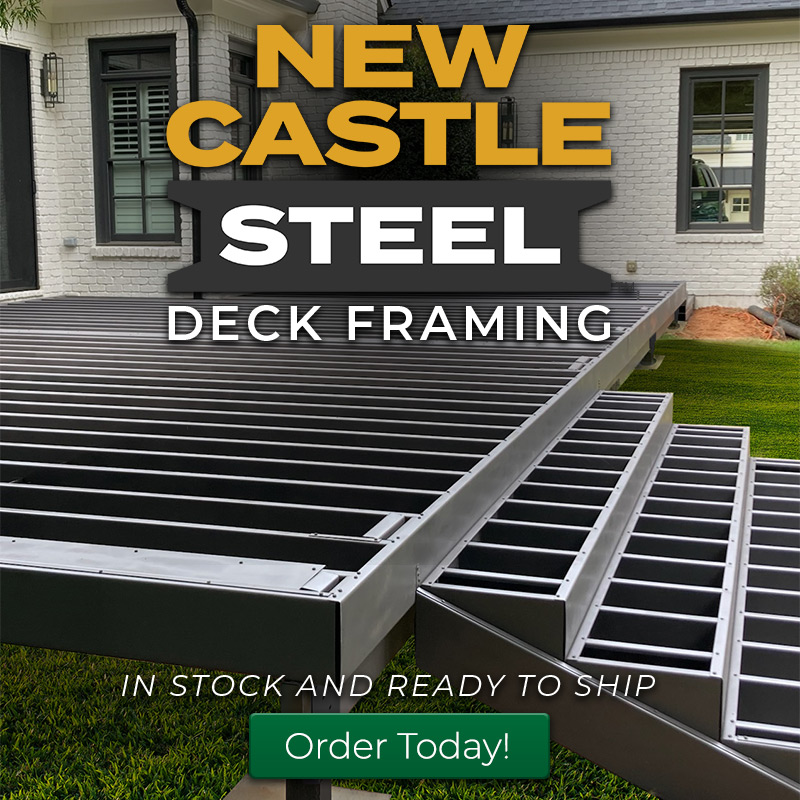 #NewCastleSteel #DeckFraming is in stock and ready to ship! Faster, stronger, and spans farther. Avoid rotting #joists with a frame that lasts as long as your surface #decking!
l8r.it/vhFj
#steelframing #steeldeckframing #deckjoists #framing