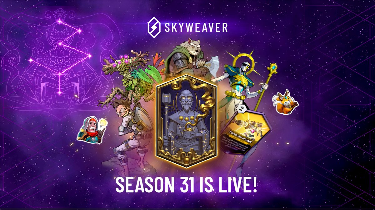 SkyweaverGame's tweet photo. Season 31 is LIVE! 🙌

Get access now to multiple new rewards 👇

⭐ 5 brand NEW cards!✨
⭐ 3 new stickers
⭐ Card Back:  Ode to Lotus 👁️
⭐ New Titles, stickers points, and more!

Access your Skypass 👉 https://t.co/Lr8U4NMBIJ https://t.co/qMXbzQtuBv
