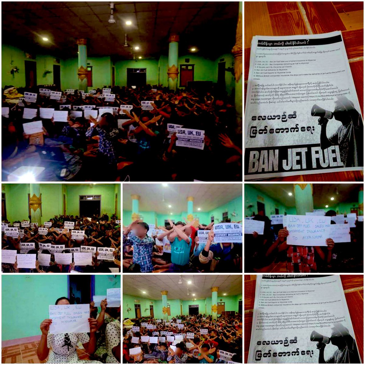 Local Residents held a campaign, demanded &amp; protested a rally to stop supporting transportation jet fuel in a village of #Monywa Township on March 11.
#WhatsHappeninglnMyanmar 
#2024Mar11Coup