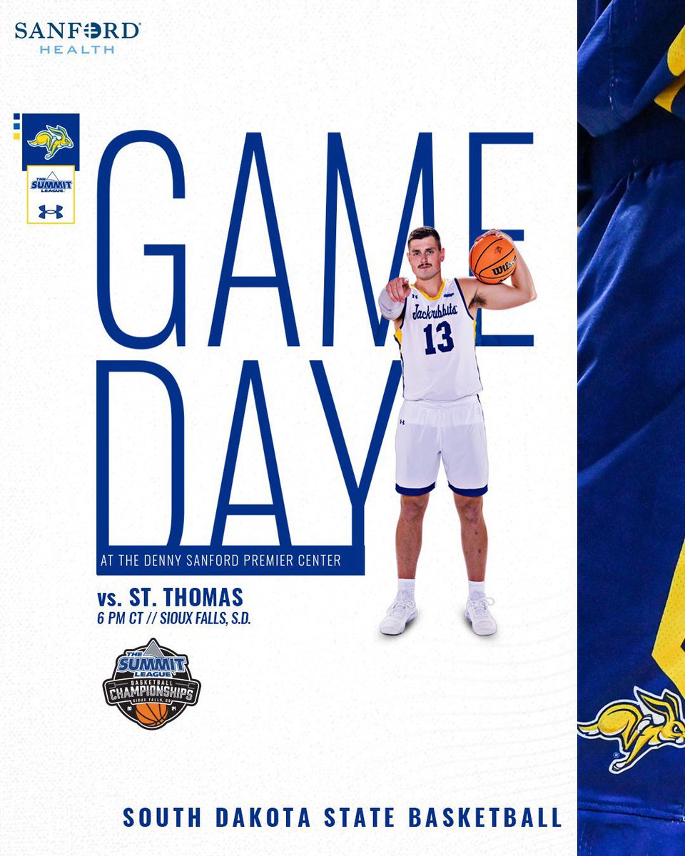 SenTomNelson's tweet photo. Ears Up, Jackrabbits…it’s SUMMIT TOURNAMENT GAMEDAY…the semifinals!💛🐰💙
@GoJacksWBB @GoJacksMBB @GoJacksSDSU @GoJacksCheer @GoJacksDance @SDState @SDStateAlumni @SDSU_PrideBand @SoDakStBandMan #EarsUp #flatjack #GoJacks #March2TheSummit https://t.co/rdXV7AnGWv