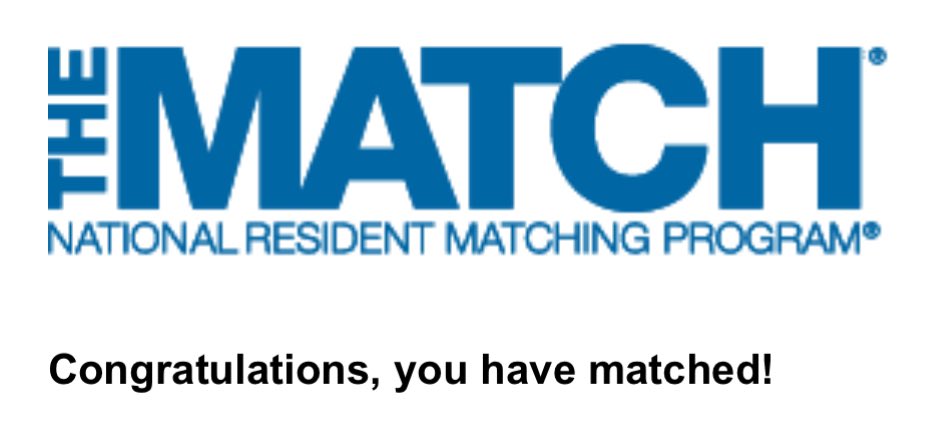 NRMP: “you matched!”
Me: “where?”
NRMP: 😏