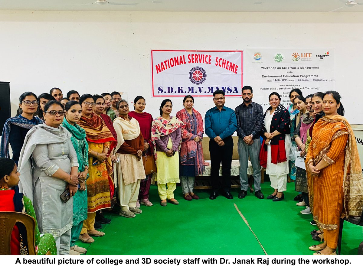 3dMansa's tweet photo. Our 2nd workshop undr d #environmenteducationprogram of the @moefcc, in partnership with @PSCST_GoP at S.D. Kanya Mahavidyala,Mansa
It was attended by 55 students, 20 teachers and 10 community members
#proplanetpeople #MissionLiFE #ChooseLiFE #LifestyleforEnvironment @KSBathPSCST https://t.co/AjdLBuj1PN