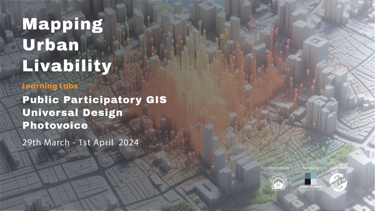 Coming Soon in Bhopal (India)! Workshops on 'Mapping Urban Livability: Photovoice, Universal Design, and PPGIS' March 29th to April 1st at 12:00 (GMT+5:30), part of #USFSeminarSeries 'Calibrating urban liveability in the Global South' Info: ow.ly/aaie50QOJUZ