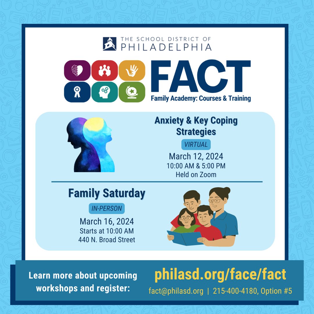 ATTN @PHLschools parents! Check out these two FACT workshops! Register at philasg.org/face/fact