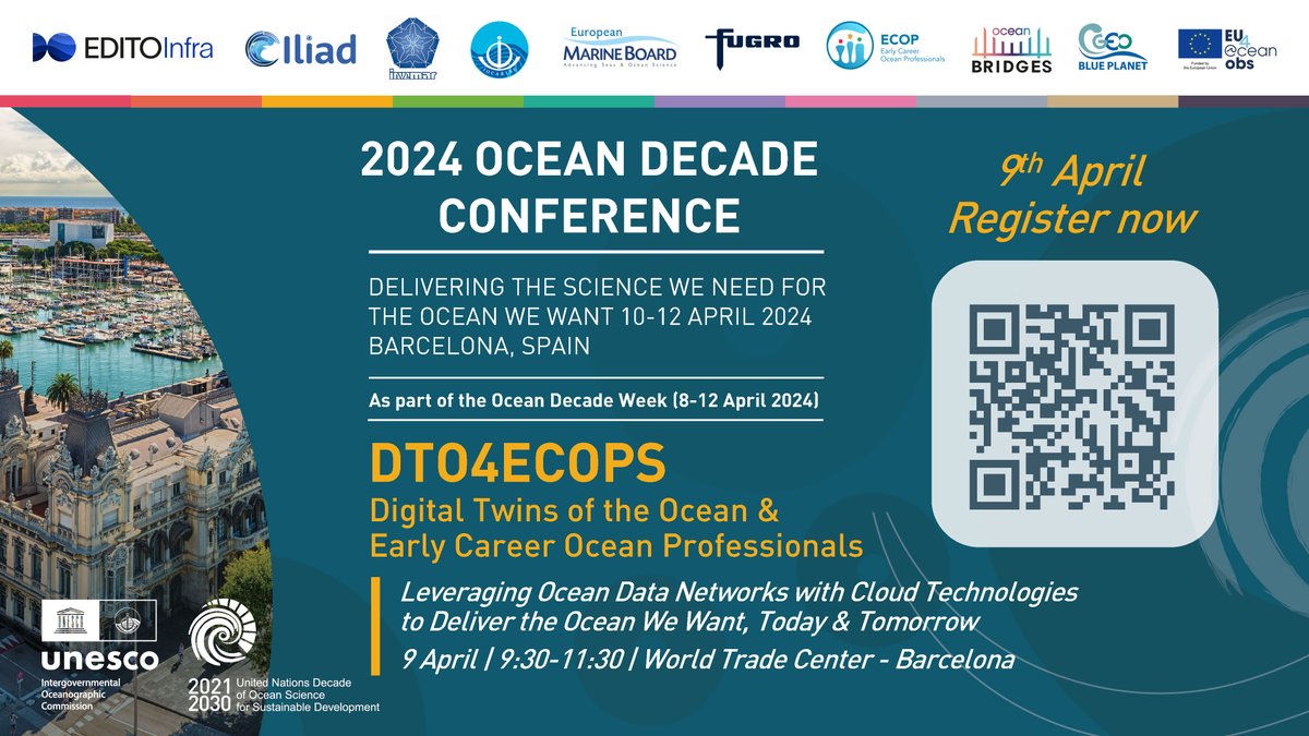 🌊 Join us on April 9th from 9:30 - 11:30 am for DTO4ECOPS: Digital Twins of the Ocean &amp; Early Career Ocean Professionals! Explore how we're leveraging Ocean Data Networks to shape a sustainable ocean future. Registration and info: events.edito-infra.eu/dto4ecops