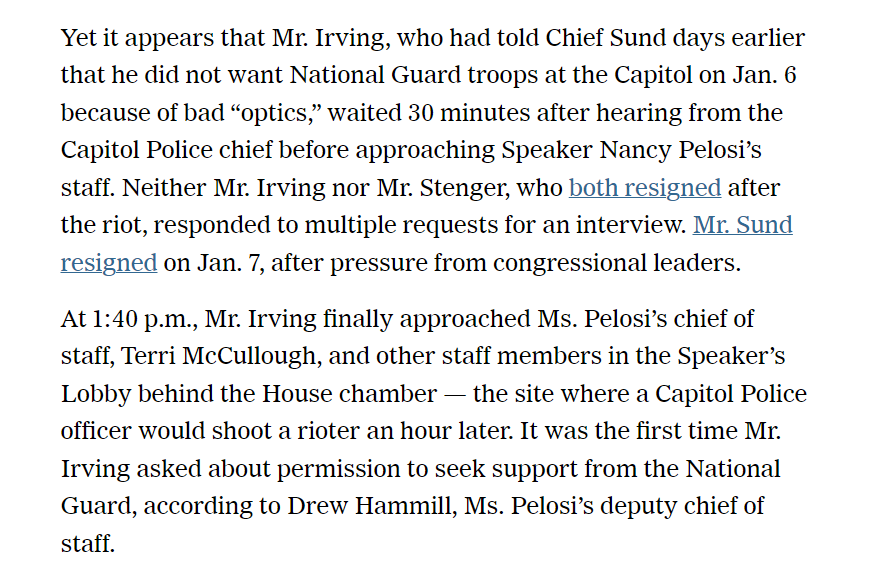 J6Documentary's tweet photo. The House Sergeant at Arms, Paul Irving, felt the need to run the request for National Guard by "congressional leadership" (aka Pelosi) even as the crowd was rioting outside the Capitol

This was a substantial delay at a critical time, when the Capitol had not yet been breached https://t.co/yadyL0GoDW