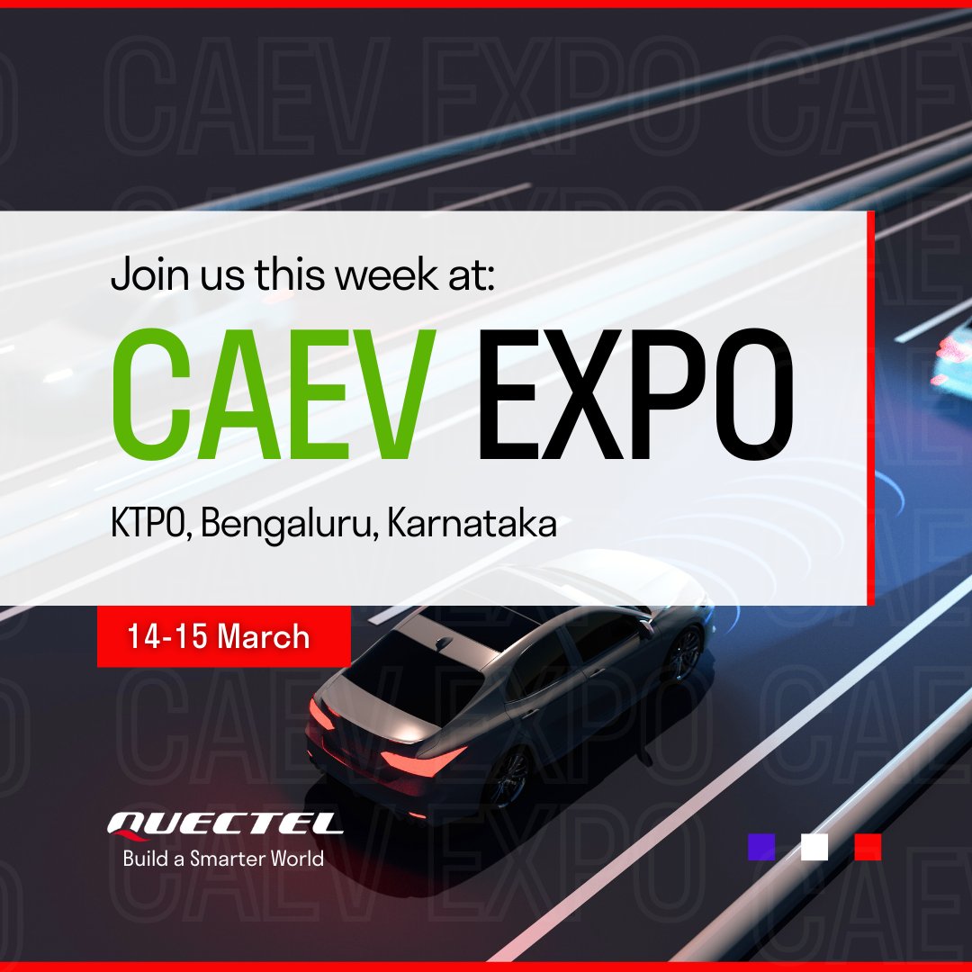Come and meet our experts this week at #CAEV EXPO - one of the biggest connected vehicle exhibitions in Asia. Book a meeting now 🔗 quectel.com/events/caev-ex…