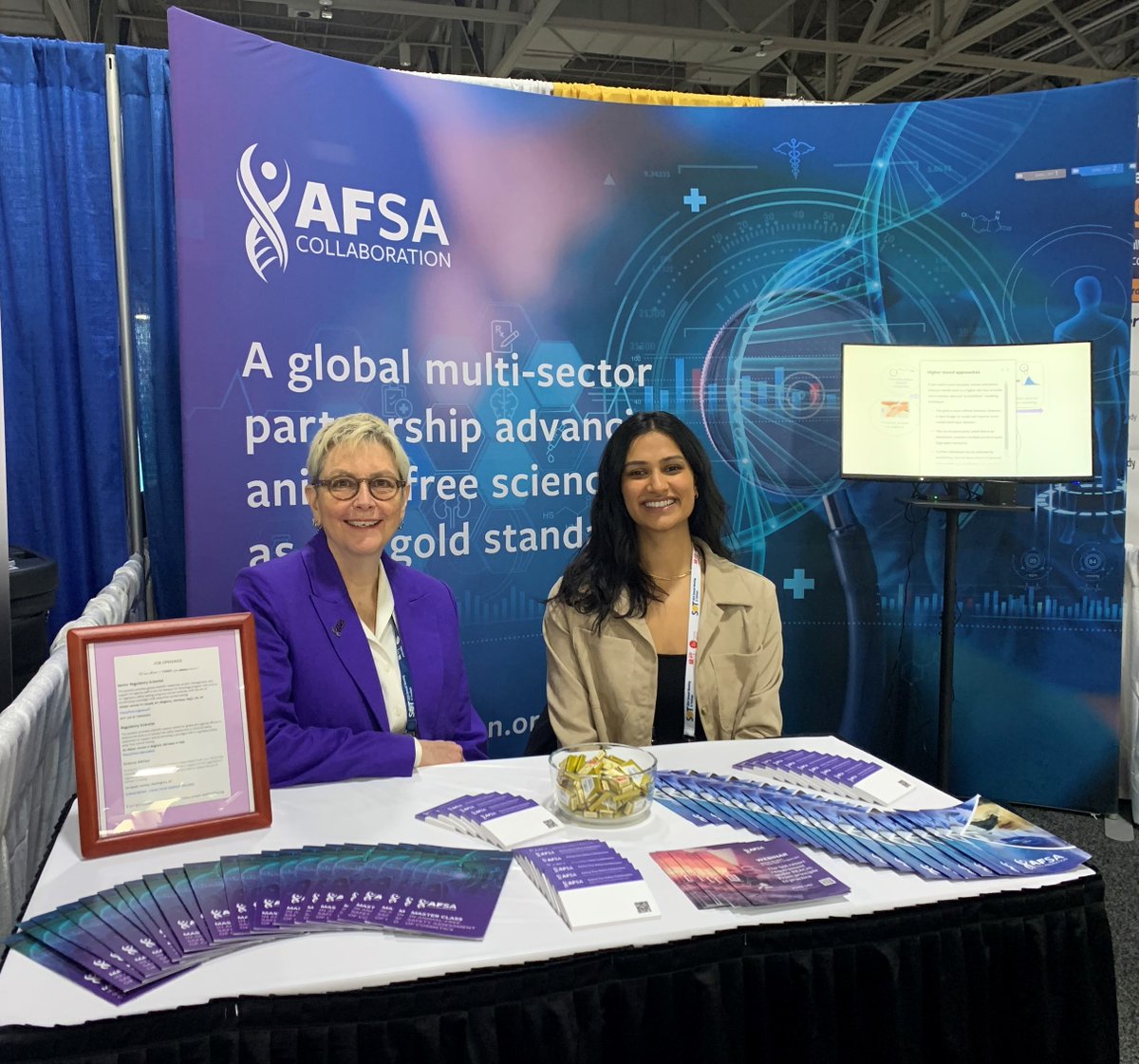 AFSAcollab's tweet image. #2024SOT is in full swing! Drop by Booth 2024 to learn about our work and check-out our #AFSAMasterClass showcase.

@CWillettHSI and Uma Lanka are looking forward to seeing you there!

@SOToxicology #AnimalFreeSafety #CapacityBuilding #RiskAssessment