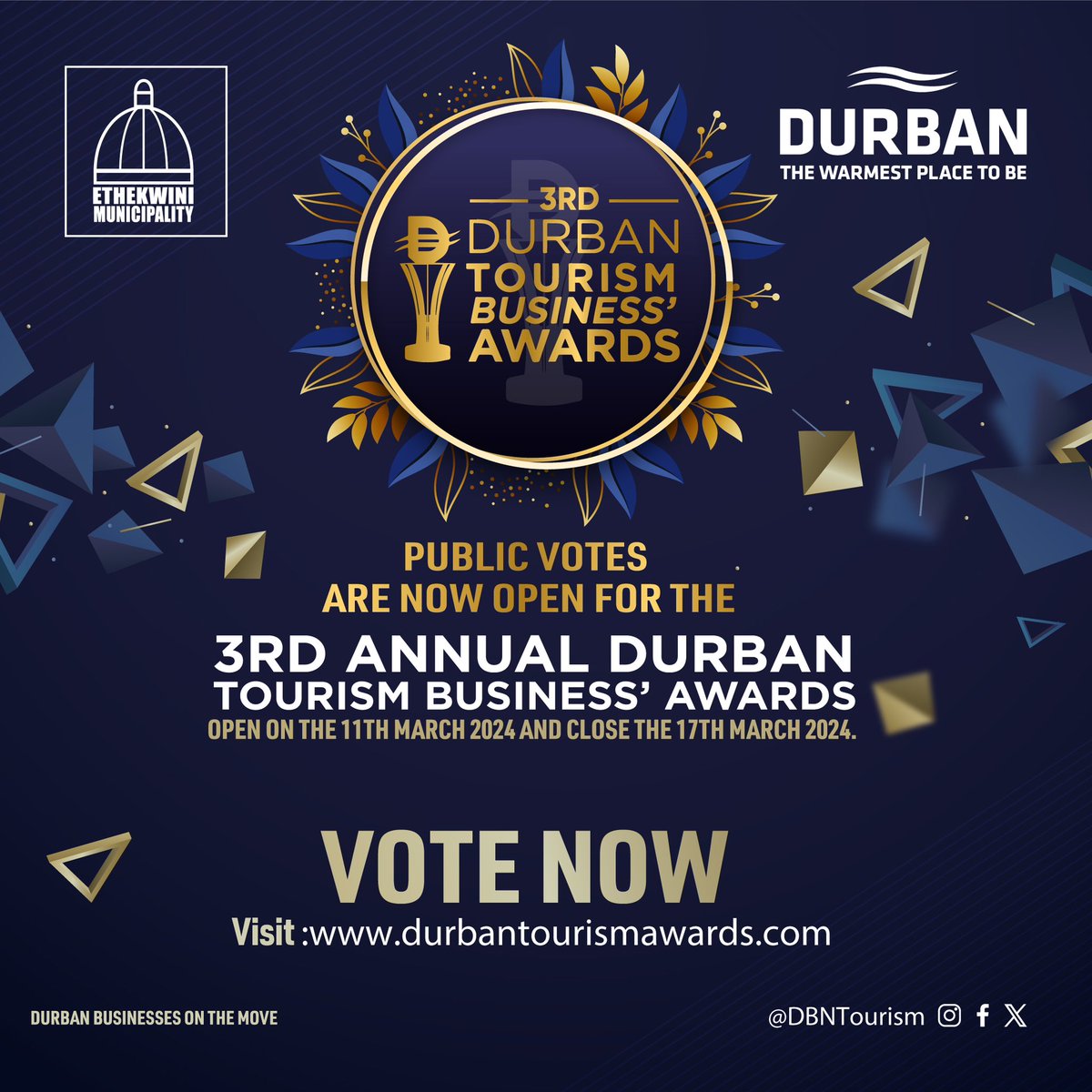 It’s all systems go for the second phase of the Durban Tourism Business Awards as the public voting process opens for people to vote for various tourism products that were entered into the competition. Voting is open in all categories until 17 March at 4pm. (1/2)