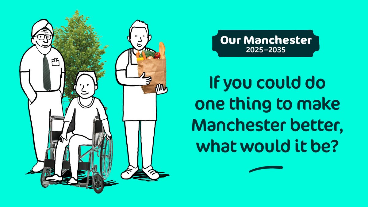 If you could do one thing to make Manchester better, what would it be? Whether it’s a small change on your street, or a city wide scheme. Tell us your ideas and let’s create a Manchester that benefits everyone. Manchester.gov.uk/ourmanchester #ShapeOurManchester