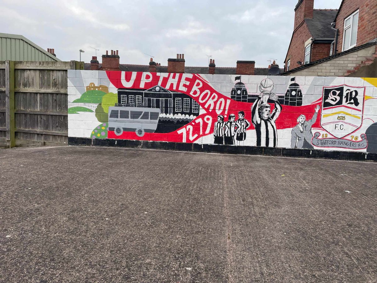 SRFCofficial's tweet image. 🎨 Day Four Update! 🌟 Stafford Rangers' mural is taking shape, revealing the heart and soul of our football journey. Get ready for the grand reveal as our vibrant mural continues to unfold! ⚪️⚫️⚽ #StaffordRangers #MuralProgress #DayFourMagic #FootballHeritage